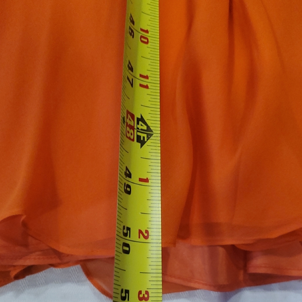 Vtg Niteline Chic Orange Silk Gown with Silver Accents - Picture 11 of 16